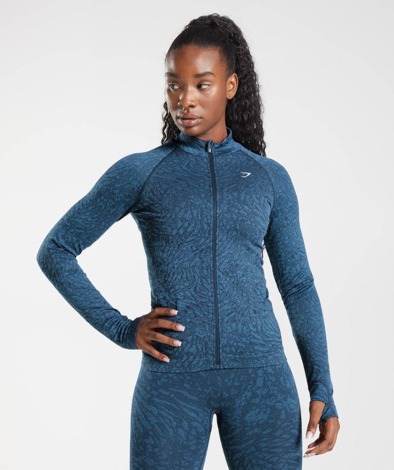 Kurtka Gymshark Adapt Animal Zip Through Damskie Granatowe | PL 710MDA